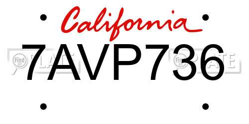 7AVP736 California License Plate
