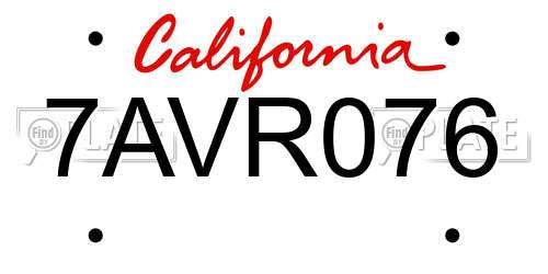 7AVR076 California License Plate