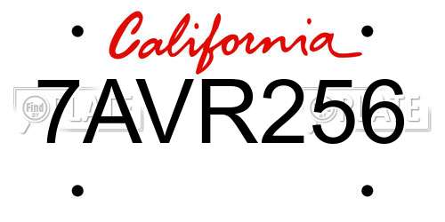 7AVR256 California License Plate