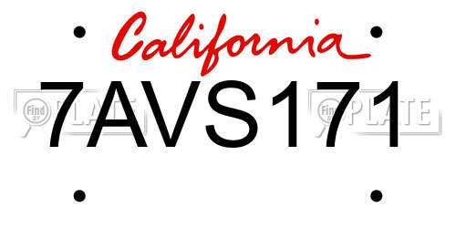 7AVS171 California License Plate