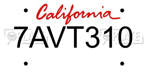 7AVT310 California License Plate