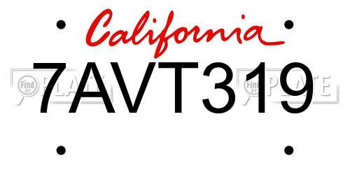 7AVT319 California License Plate