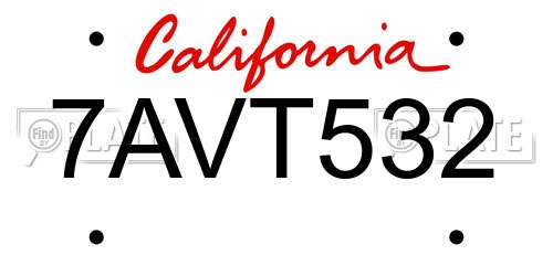 7AVT532 California License Plate