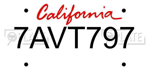 7AVT797 California License Plate