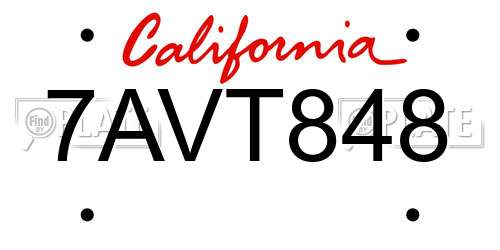 7AVT848 California License Plate