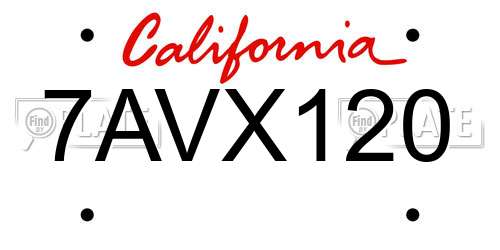 7AVX120 California License Plate