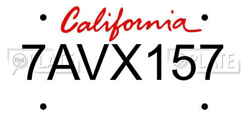 7AVX157 California License Plate