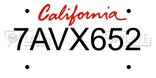 7AVX652 California License Plate