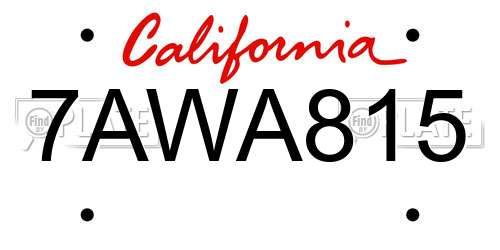 7AWA815 California License Plate