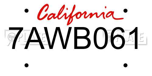 7AWB061 California License Plate