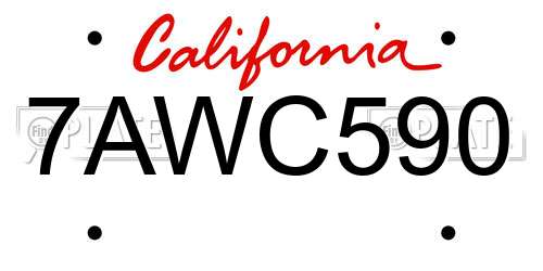 7AWC590 California License Plate
