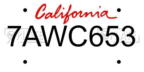 7AWC653 California License Plate