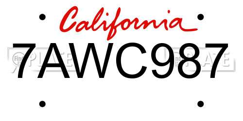 7AWC987 California License Plate
