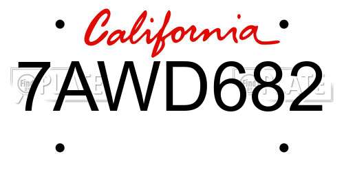 7AWD682 California License Plate