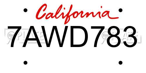 7AWD783 California License Plate