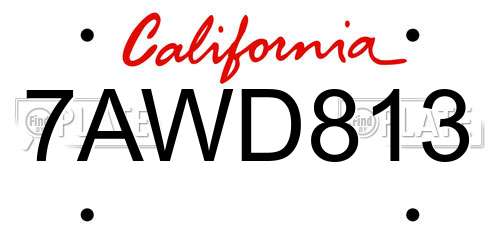 7AWD813 California License Plate