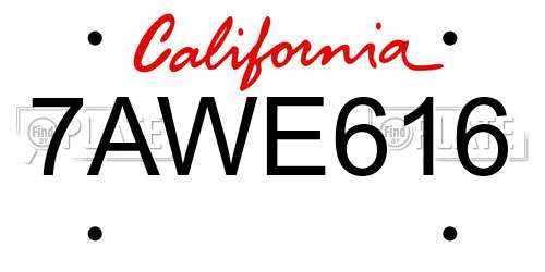 7AWE616 California License Plate