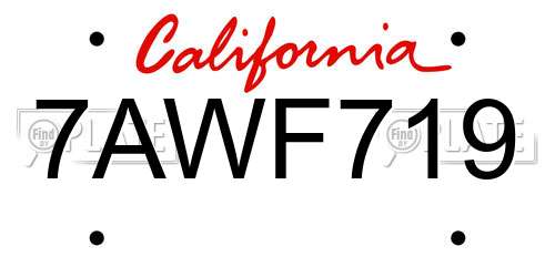 7AWF719 California License Plate