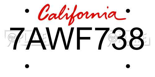 7AWF738 California License Plate