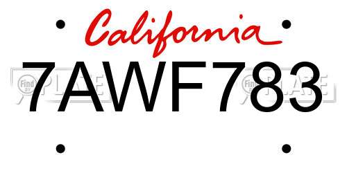 7AWF783 California License Plate