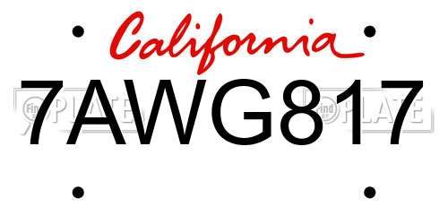 7AWG817 California License Plate