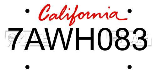7AWH083 California License Plate