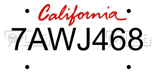 7AWJ468 California License Plate