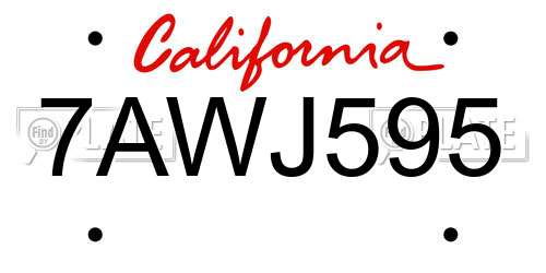 7AWJ595 California License Plate