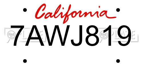 7AWJ819 California License Plate