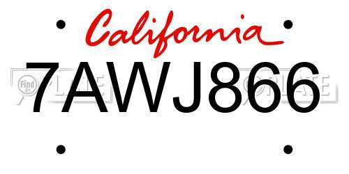 7AWJ866 California License Plate