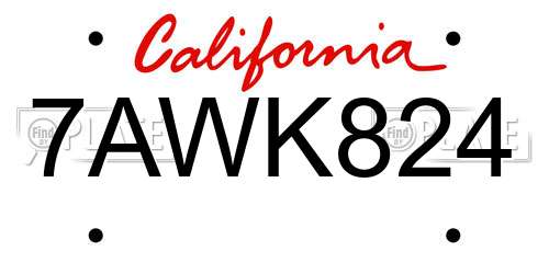 7AWK824 California License Plate