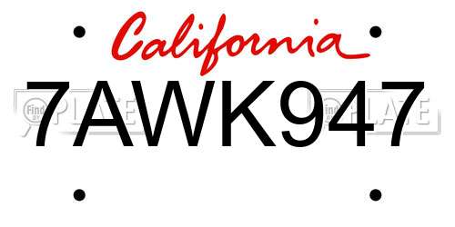 7AWK947 California License Plate