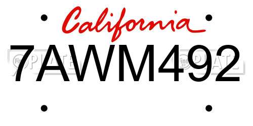 7AWM492 California License Plate