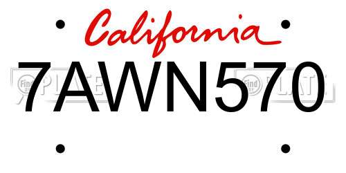 7AWN570 California License Plate