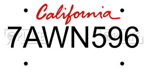 7AWN596 California License Plate