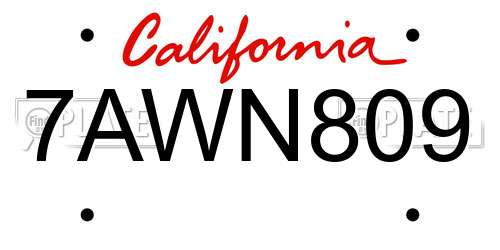 7AWN809 California License Plate