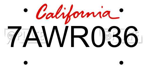 7AWR036 California License Plate