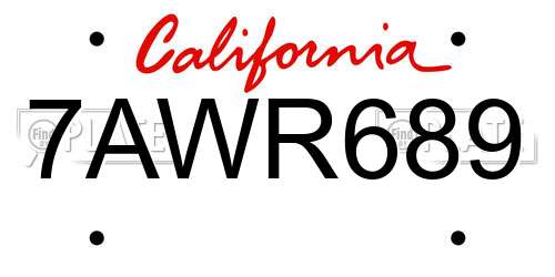 7AWR689 California License Plate