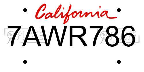 7AWR786 California License Plate