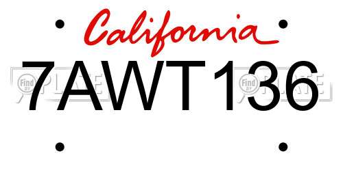 7AWT136 California License Plate