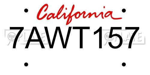 7AWT157 California License Plate