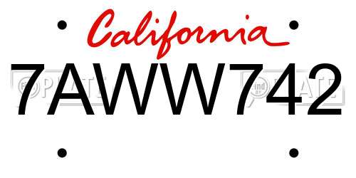7AWW742 California License Plate