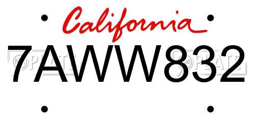 7AWW832 California License Plate