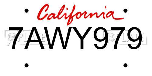 7AWY979 California License Plate