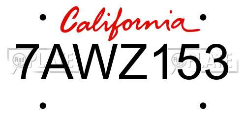 7AWZ153 California License Plate