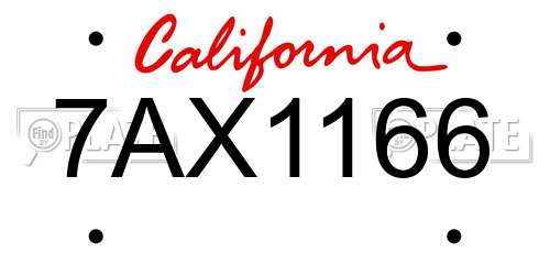 7AX1166 California License Plate