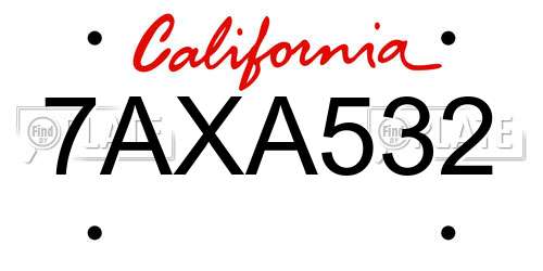 7AXA532 California License Plate