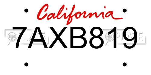 7AXB819 California License Plate