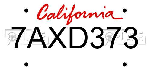 7AXD373 California License Plate