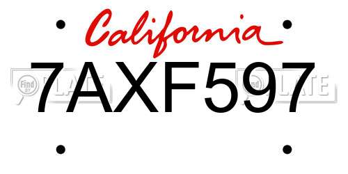 7AXF597 California License Plate